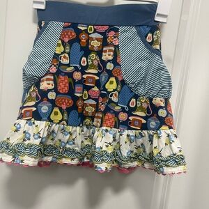 Matilda Jane Kitchen And Kettles Skirt With Ruffle And   Pockets Size 8